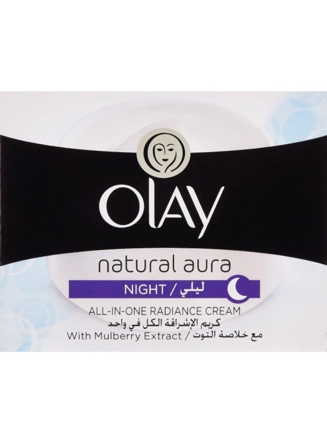 Olay Natural Aura Night All-in-One Radiance Cream with Mulberry Extract 50G