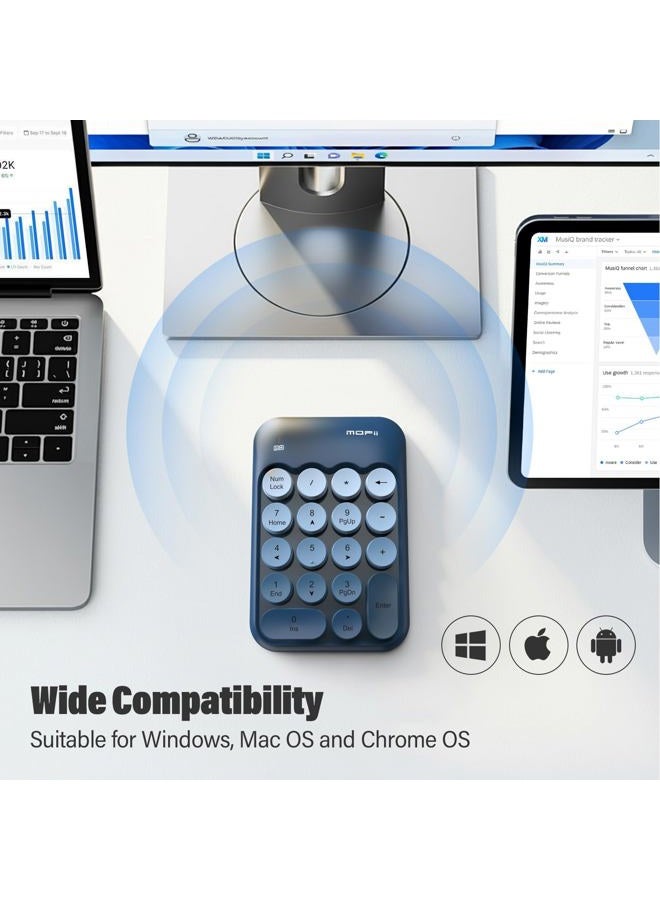 MOFii Cute Colorful Wireless Number Pad - 18 Keys, Portable 2.4 GHz with Stable Wireless Connectivity, 10-Key Financial Accounting Extension for Laptop, PC, Desktop, Surface Pro & Notebook- Blue - Image 3