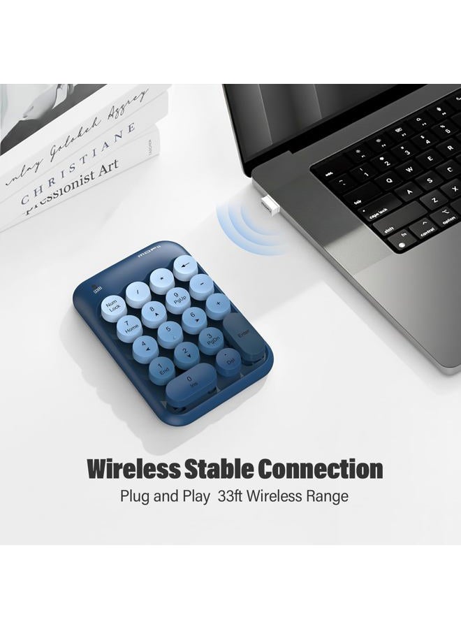 MOFii Cute Colorful Wireless Number Pad - 18 Keys, Portable 2.4 GHz with Stable Wireless Connectivity, 10-Key Financial Accounting Extension for Laptop, PC, Desktop, Surface Pro & Notebook- Blue - Image 2
