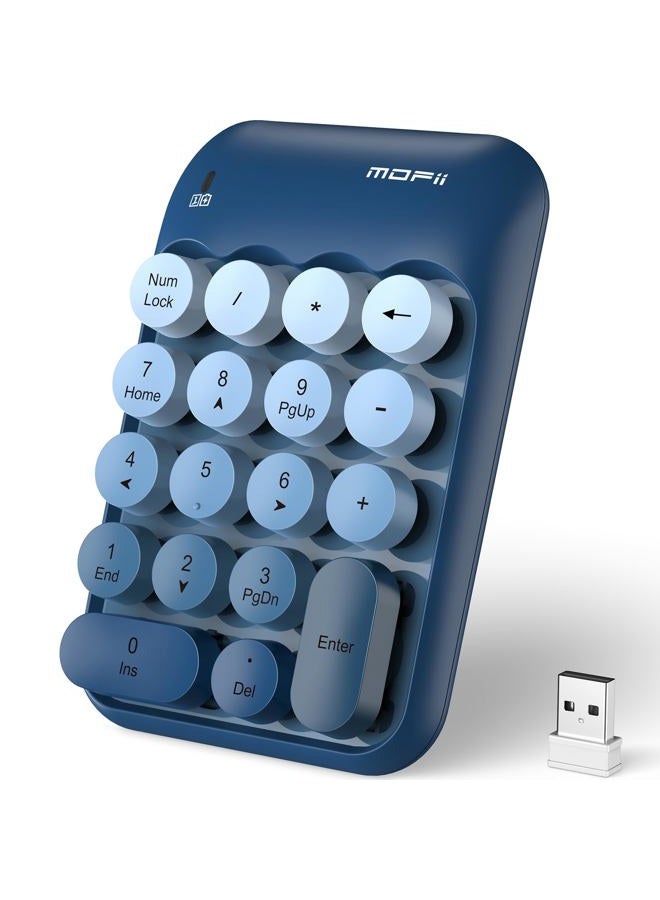 MOFii Cute Colorful Wireless Number Pad - 18 Keys, Portable 2.4 GHz with Stable Wireless Connectivity, 10-Key Financial Accounting Extension for Laptop, PC, Desktop, Surface Pro & Notebook- Blue - Image 1