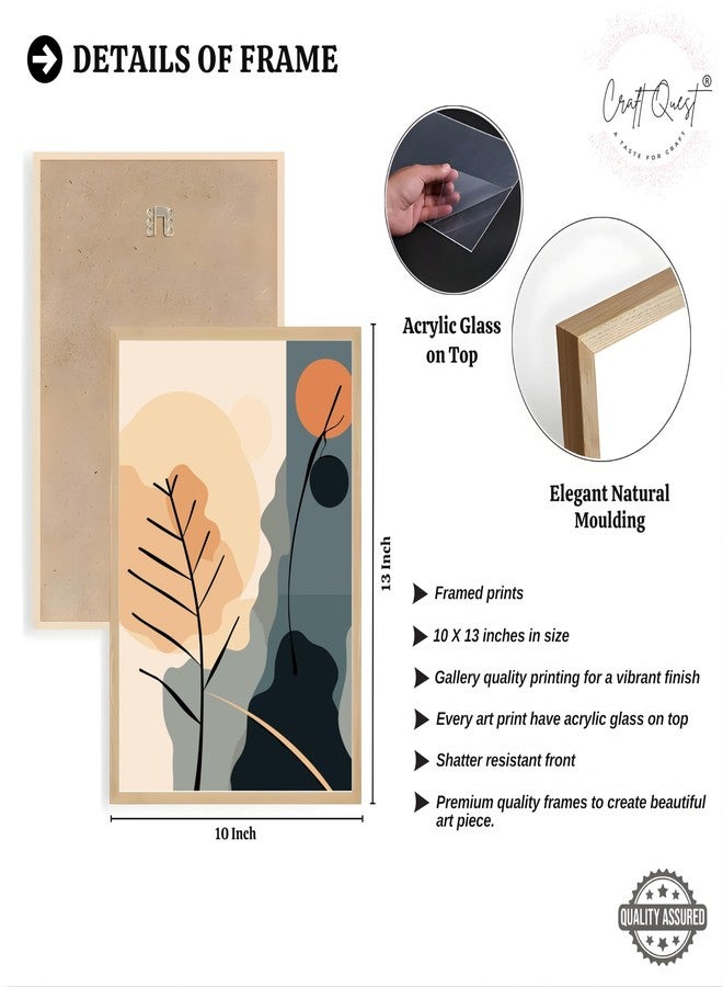 CRAFT QUEST Wall Art Decor Paintings | Set of 3 BOHO Wall Art Frames for Home Decoration | Ideal for Living Room, Offices & Bedroom (Natural, 10 Inches x 13 Inches Each Frame) - Image 2