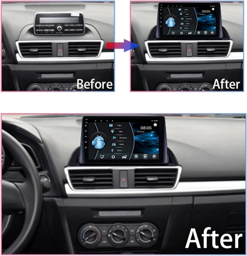 4K إم آر سي شاشة سيارة أندرويد لموديل مازدا 3 من 2014 إلى 2017 مع كاميرا خلفية و Apple CarPlay (4+32 جيجابايت CARPLAY) - Image 3