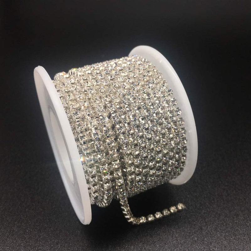 Dowarm 1 Roll 10 Yards Rhinestone Chain Crystal Rhinestones Close Chain Sew on Crystal Rhinstone Chain Trim Crystal Claw Cup Chain Roll Crystal SS6 2MM - Image 3