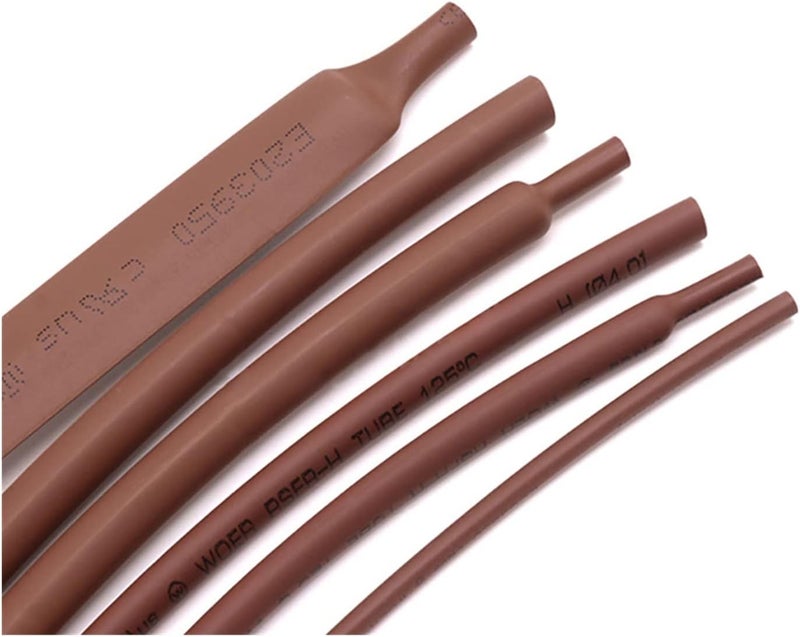1/2 Heat Shrink Tubing,Teat Shrink Wrap Heat Shrink Tubing - Electrical Cable Shrink Cable Kit 2:1 Electric Insulation Heat Shrink Φ1mm- Φ50mm Brown Heat Shrinkable Tube Polyethylene Cable Sleeving(14 - Image 1