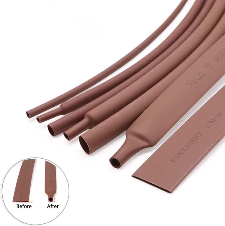 1/2 Heat Shrink Tubing,Teat Shrink Wrap Heat Shrink Tubing - Electrical Cable Shrink Cable Kit 2:1 Electric Insulation Heat Shrink Φ1mm- Φ50mm Brown Heat Shrinkable Tube Polyethylene Cable Sleeving(14 - Image 2