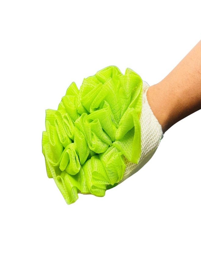 ECO SHINE Double Purpose Bath Loofah, Bamboo Plant Based Eco Friendly Loofah, Anti- microbial, Anti Odour, Germ Free & Water Saving, Small Size Gentle Exfoliating Shower Scrubber Wash & Reuse - Green - Image 1