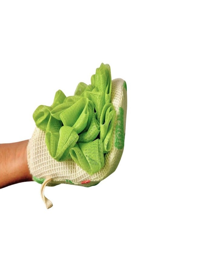 ECO SHINE Double Purpose Bath Loofah, Bamboo Plant Based Eco Friendly Loofah, Anti- microbial, Anti Odour, Germ Free & Water Saving, Small Size Gentle Exfoliating Shower Scrubber Wash & Reuse - Green - Image 3