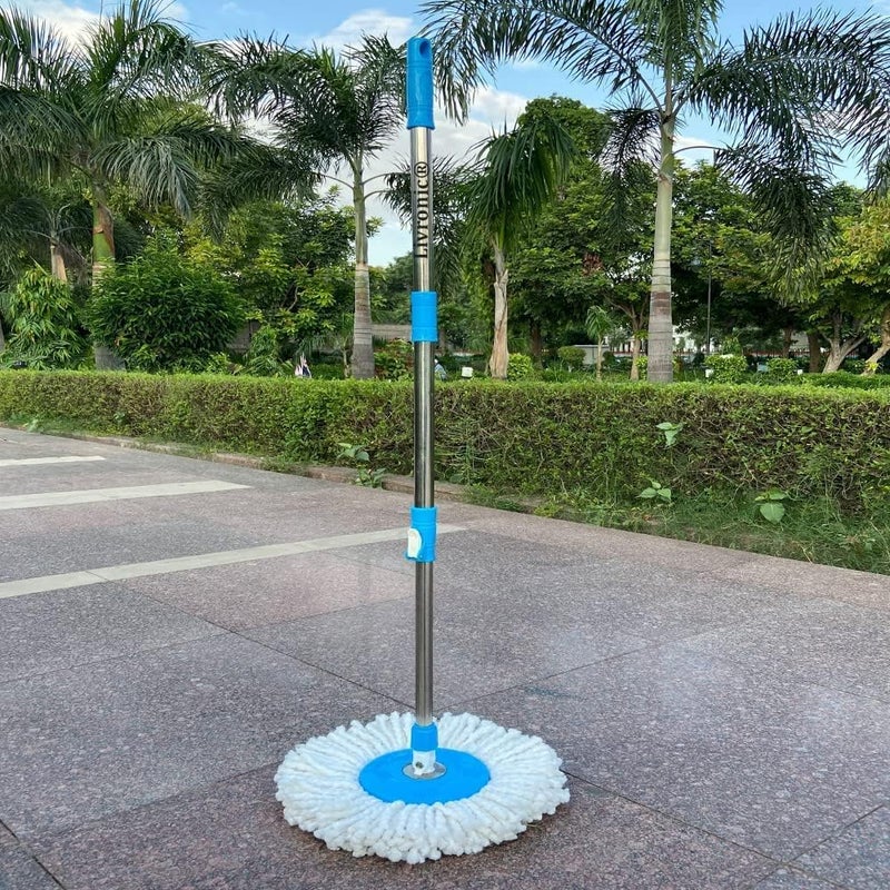® Spin Mop Broom Handle Stick with Microfiber Head Refill Stainless Steel Pole for 360° Floor Cleaning (Random Colors) - Image 3