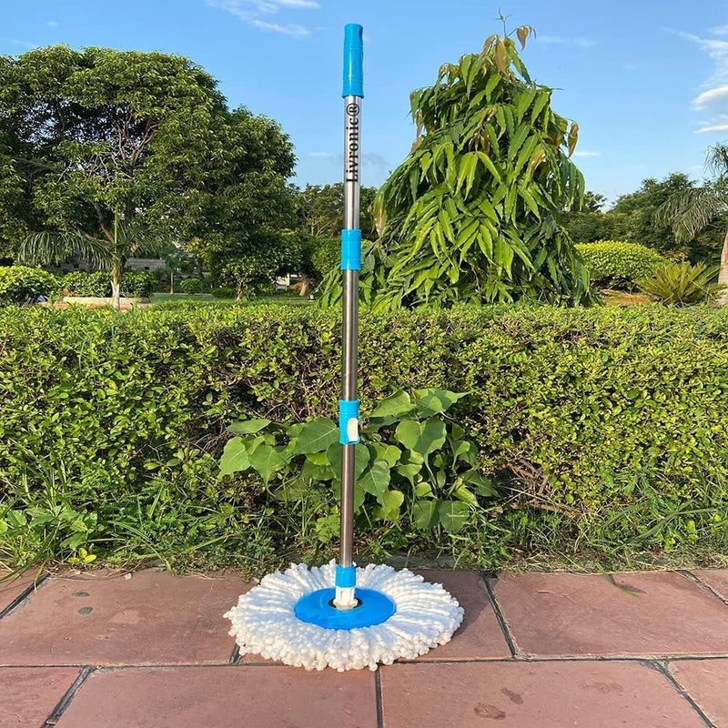 ® Spin Mop Broom Handle Stick with Microfiber Head Refill Stainless Steel Pole for 360° Floor Cleaning (Random Colors) - Image 5