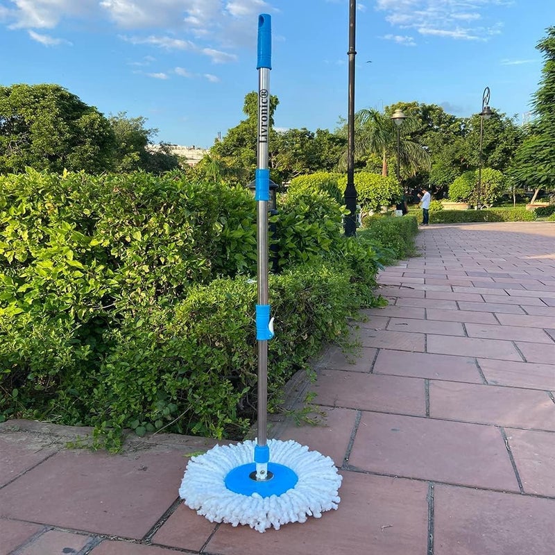 ® Spin Mop Broom Handle Stick with Microfiber Head Refill Stainless Steel Pole for 360° Floor Cleaning (Random Colors) - Image 4