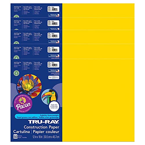 TRU-RAY ورق بناء TruRay أصفر 12 × 18 50 ورقة لكل عبوة 5 عبوات - Image 1