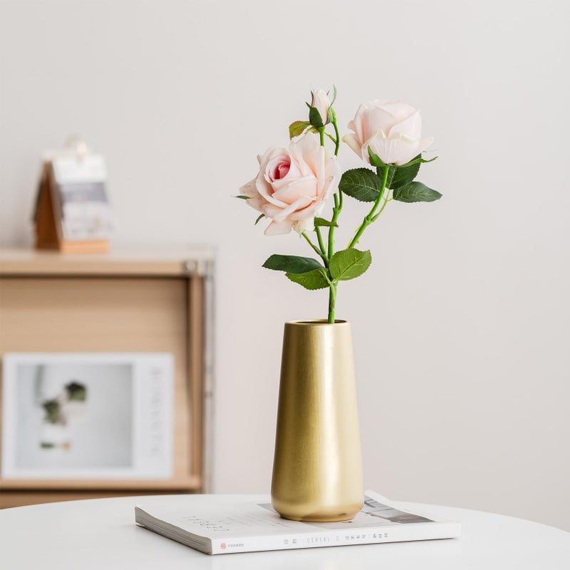 HUBUISH Light Gold Vase - 8" Big Gold Ceramic Flower vase for Home/Table/Accent Decor, Minimalist Modern Vases for Centerpieces, Room Decor, Living Room, Bedroom or Gift - Image 4