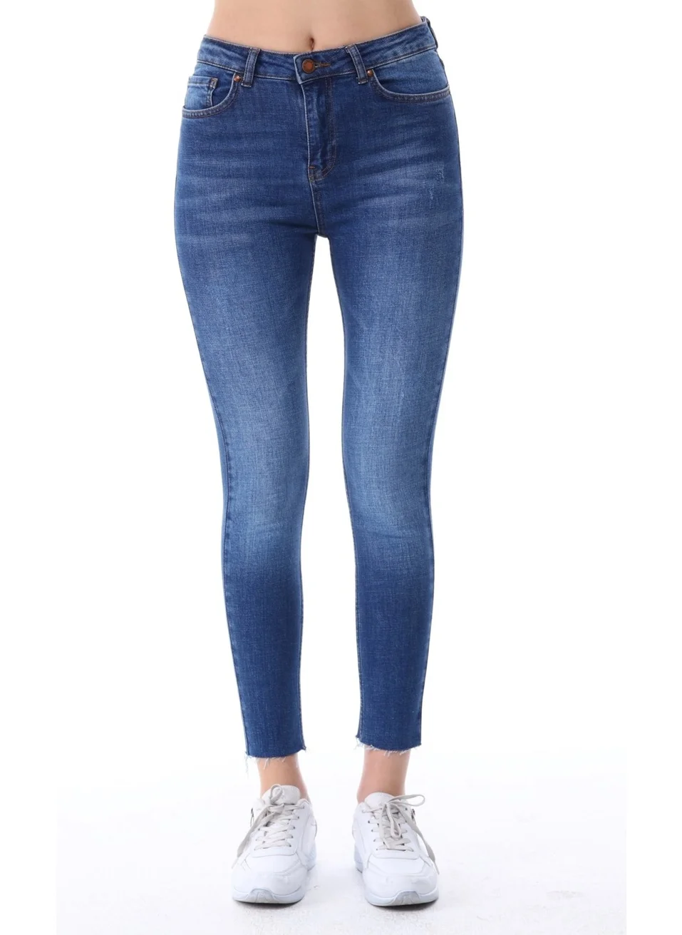 Cedy Denim Women's Light Lycra Skinny Fit Leg Detailed Trousers Mariella Blue