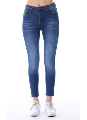 Cedy Denim Women's Light Lycra Skinny Fit Leg Detailed Trousers Mariella Blue  - Image 3