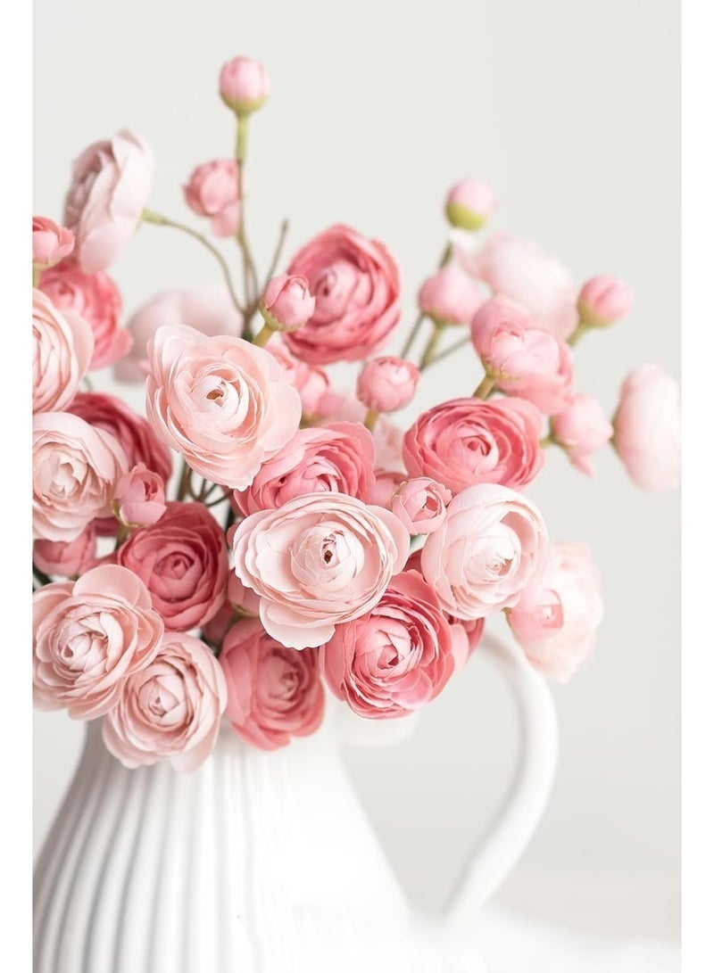 Arabest 18 Pieces Ranunculus Artificial Flower, Faux Silk Mini Ranunculus Flowers for DIY Bouquet, Bulk Fake Wedding Filler Flowers for Centerpieces Arrangements Bridal Shower Decorations, Dusty Rose - Image 3