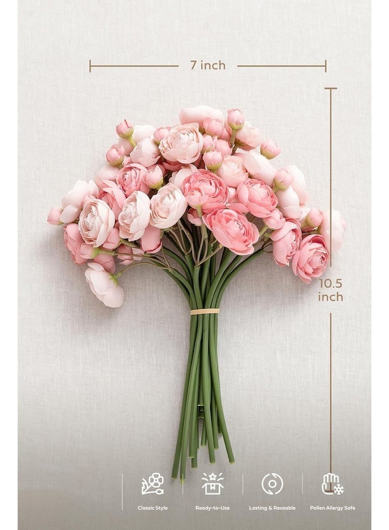 Arabest 18 Pieces Ranunculus Artificial Flower, Faux Silk Mini Ranunculus Flowers for DIY Bouquet, Bulk Fake Wedding Filler Flowers for Centerpieces Arrangements Bridal Shower Decorations, Dusty Rose - Image 4