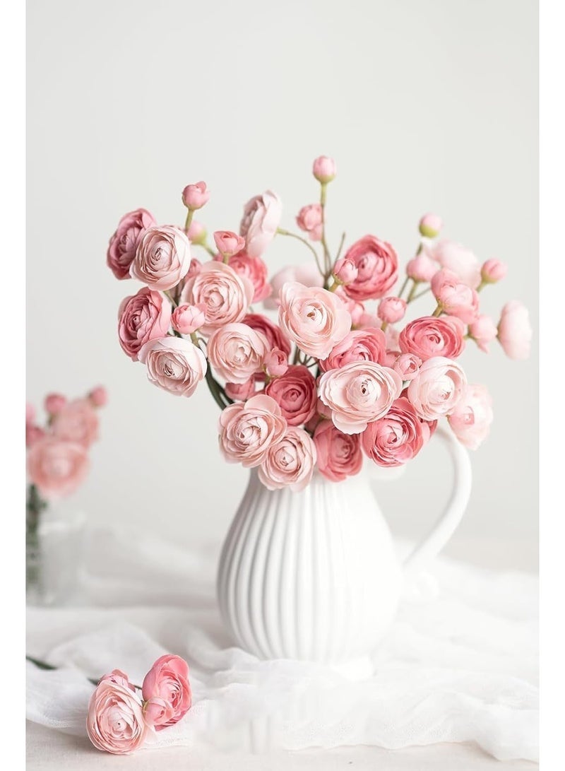 Arabest 18 Pieces Ranunculus Artificial Flower, Faux Silk Mini Ranunculus Flowers for DIY Bouquet, Bulk Fake Wedding Filler Flowers for Centerpieces Arrangements Bridal Shower Decorations, Dusty Rose - Image 2