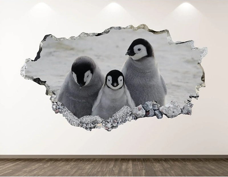 Kt Group Cute Penguin Family Full HD Print 3D Modern Wall Sticker