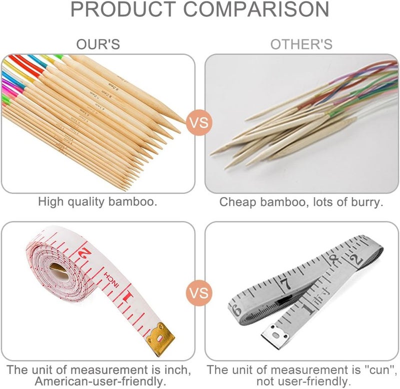 Vancens 18 Pairs Bamboo Knitting Needles Set, Circular Wooden Knitting Needles with Colorful Plastic Tube, Small Tools for Weave are Included, 18 Sizes: 2mm - 10mm, 31.5" Length - Image 5