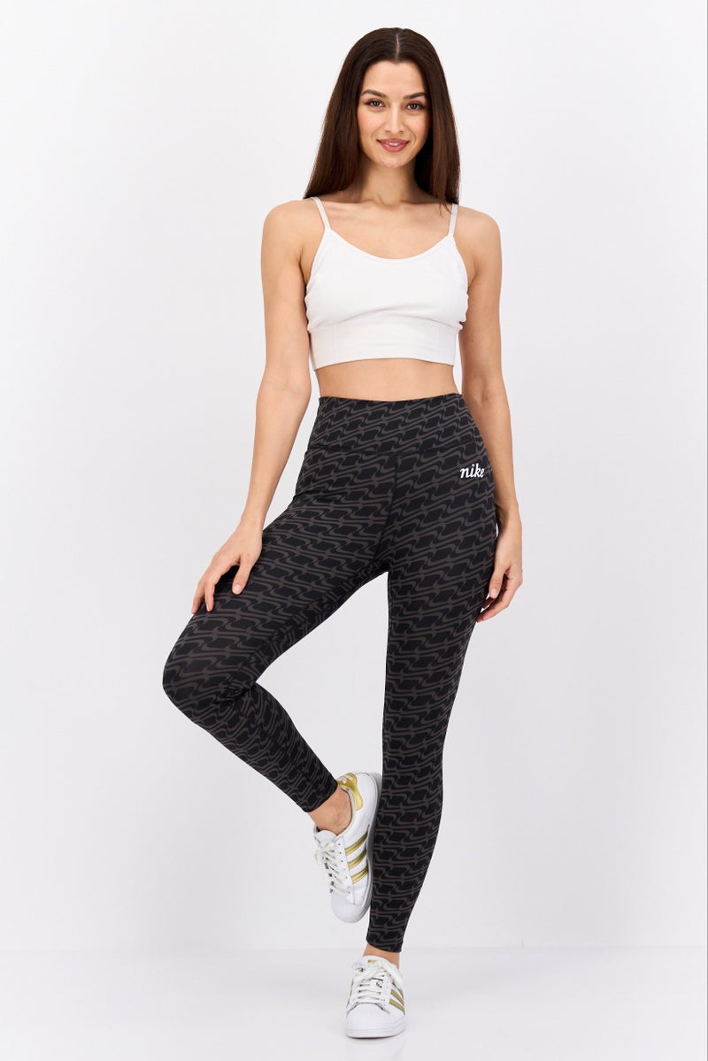 Nike Women Sportswear Fit Brand Logo Training Legging, Black/Grey  - Image 4