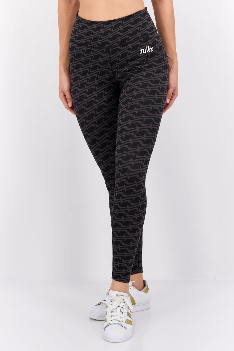 Nike Women Sportswear Fit Brand Logo Training Legging, Black/Grey  - Image 1