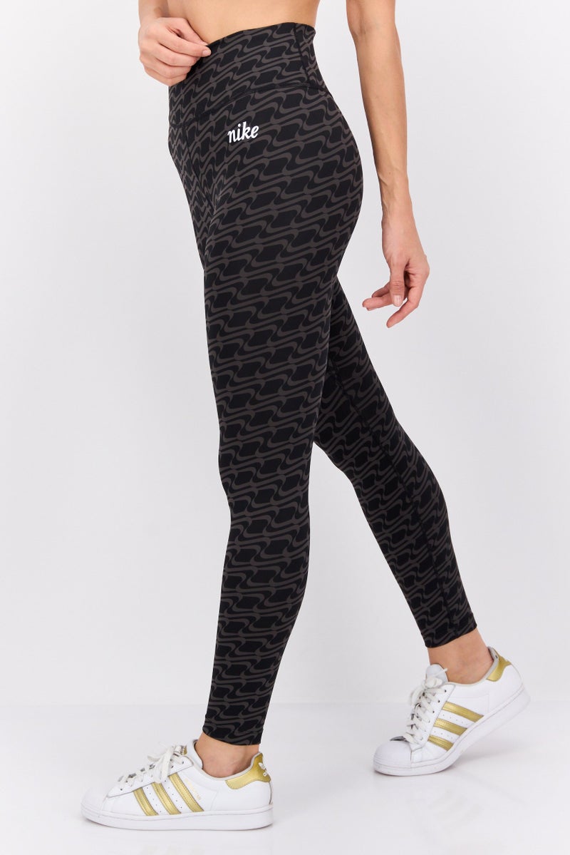Nike Women Sportswear Fit Brand Logo Training Legging, Black/Grey  - Image 2
