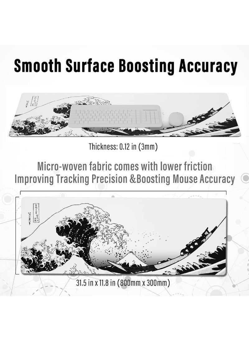 وسادة ماوس ألعاب كبيرة بحواف مخيطة ورسوم متحركة يابانية ووسادة ماوس ممتدة XL مع قاعدة مضادة للانزلاق ووسادة مكتب مقاومة للانسكاب للوحة المفاتيح والماوس 800 * 300 * 3 مم - view 5