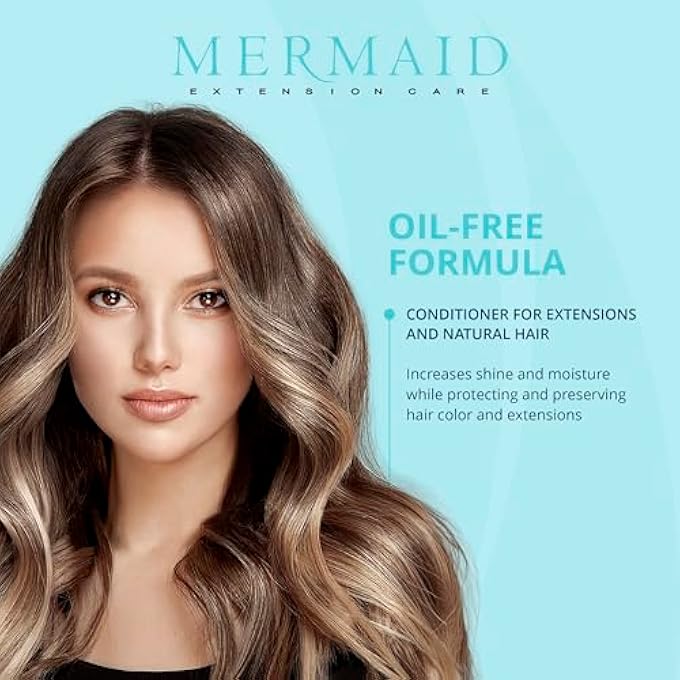 Mermaid MOISTURIZING CONDITIONER/ LUXURIOUS, FEATHERWEIGHT DAILY DETANGLING AND STRENGTHENING FORMULA / OIL FREE / SPECIFICALLY DESIGNED FOR HAIR EXTENSION CARE, 32 OZ BOTTLE - Image 3