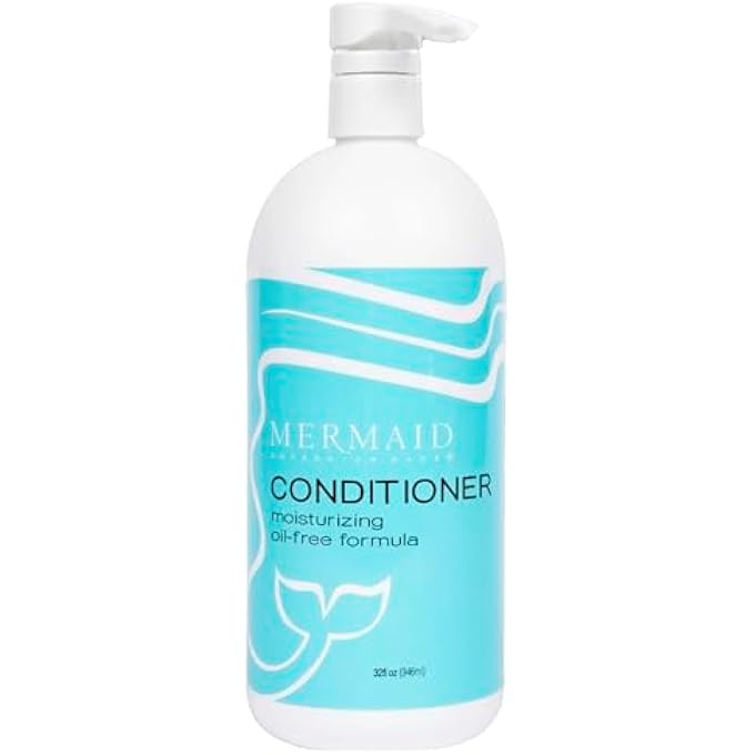 Mermaid MOISTURIZING CONDITIONER/ LUXURIOUS, FEATHERWEIGHT DAILY DETANGLING AND STRENGTHENING FORMULA / OIL FREE / SPECIFICALLY DESIGNED FOR HAIR EXTENSION CARE, 32 OZ BOTTLE - Image 1