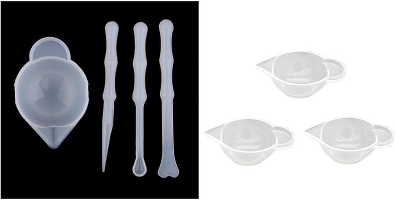 7 Pack Silicone Resin Measuring Cups With Stirrers Scrapers For Epoxy Paint DIY - Image 4