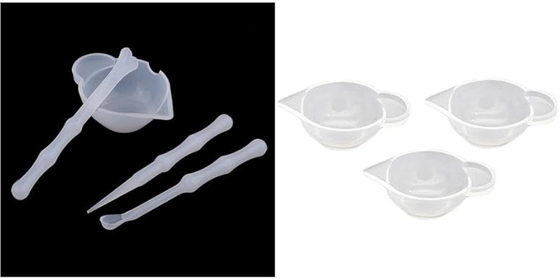 7 Pack Silicone Resin Measuring Cups With Stirrers Scrapers For Epoxy Paint DIY - Image 1