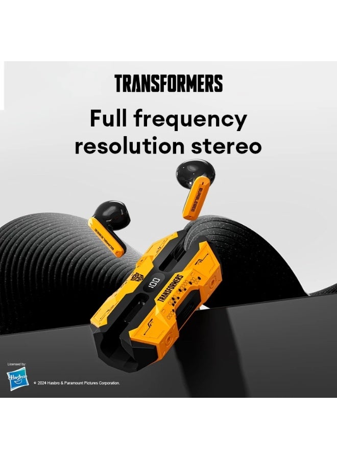 ترانسفورمرز سماعات Transformers TF-T51 اللاسلكية بتقنية بلوتوث، سماعات TWS تعمل باللمس الذكي مع وضع الألعاب ووضع الموسيقى، ميكروفون عالي الوضوح، صوت ستيريو HiFi، تأخير منخفض، علبة شحن، متوافقة مع أندرويد وآيفون، لون أصفر - Image 4