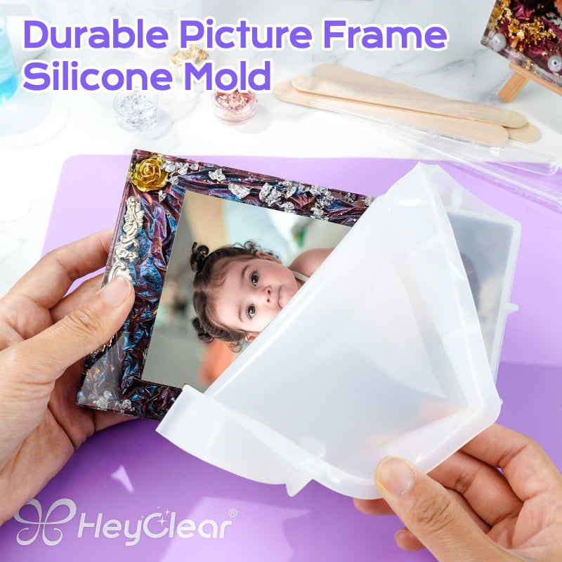 HeyClear Epoxy Resin Picture Frame Silicone Mold Kit -34 oz Super Clear and Hard Resina Complete Craft Accessories and Supplies Set for Casting Art, DIY Photo Gifts - Image 4
