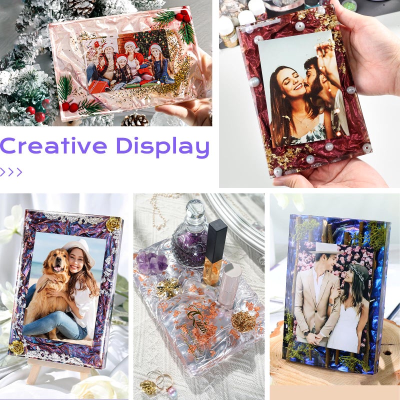 HeyClear Epoxy Resin Picture Frame Silicone Mold Kit -34 oz Super Clear and Hard Resina Complete Craft Accessories and Supplies Set for Casting Art, DIY Photo Gifts - Image 3