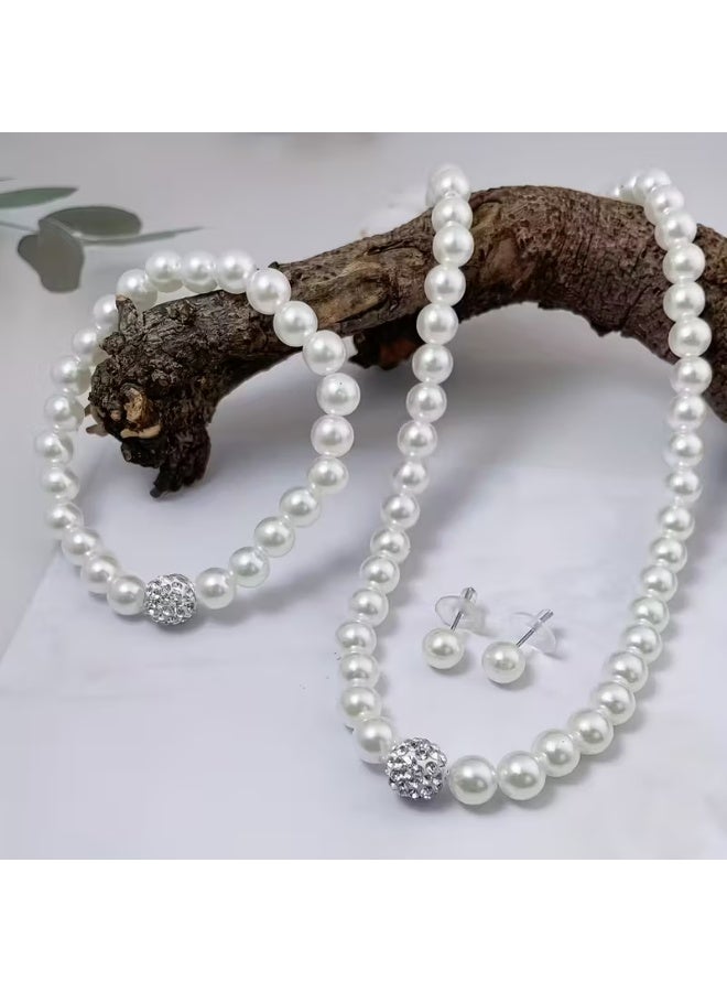 aeen 3-Piece Fresh Water Pearl Jewellery Set for Women – Necklace, Bracelet, and Earrings, Elegant Bridal Accessories for Wedding and Special Occasions Box Not Included - Image 2
