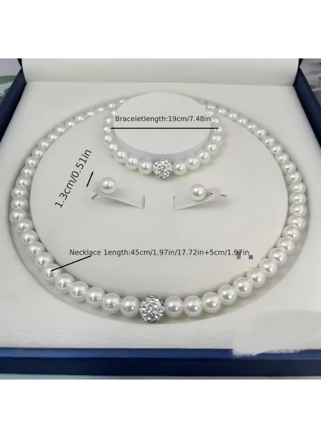 aeen 3-Piece Fresh Water Pearl Jewellery Set for Women – Necklace, Bracelet, and Earrings, Elegant Bridal Accessories for Wedding and Special Occasions Box Not Included - Image 4