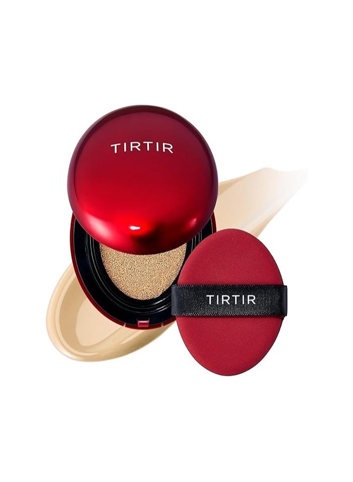 ترتر كريم أساس TIRTIR Mask Fit Red Cushion | الخيار الأول في اليابان للبشرة الزجاجية، طويل الأمد، خفيف الوزن، تغطية قابلة للبناء، شبه لامع (24 واط بيج ناعم، 0.63 أونصة سائلة) - Image 1