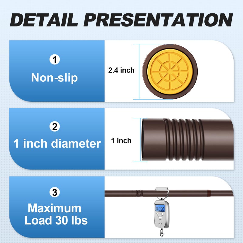 CorkLatta Bronze Shower Curtain Rod 31 to 80 Inch,1 Inch Diameter Adjustable Spring Tension Stainless Steel Telescoping Rod,Easy Install,No Rust - Image 3