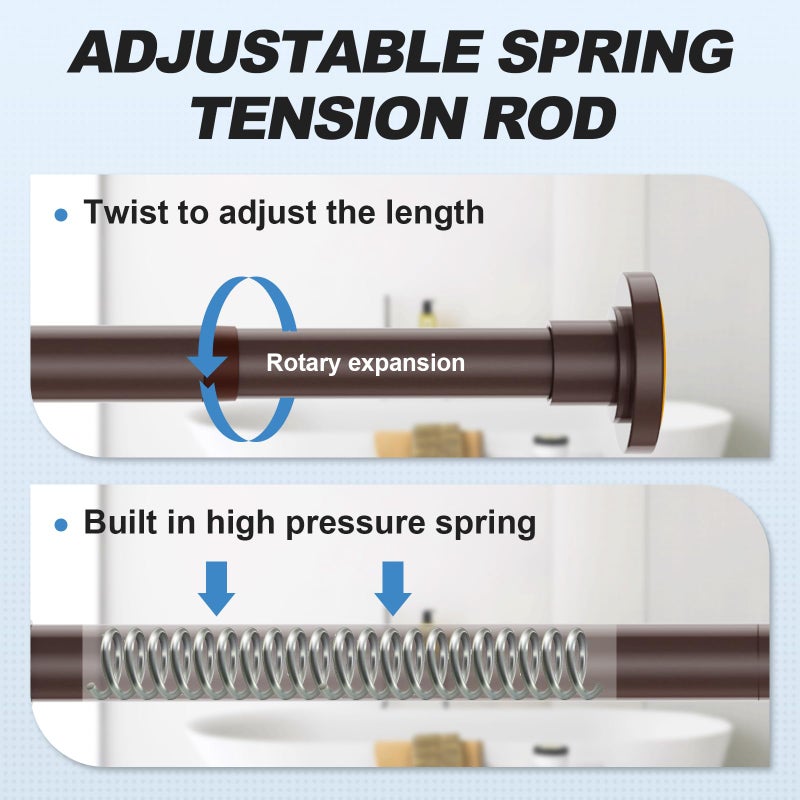 CorkLatta Bronze Shower Curtain Rod 31 to 80 Inch,1 Inch Diameter Adjustable Spring Tension Stainless Steel Telescoping Rod,Easy Install,No Rust - Image 2