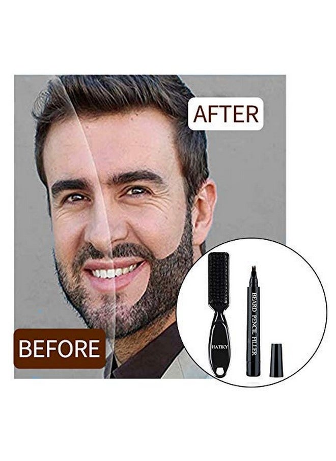 Atiky Beard Pencil Filler For Men Water Proof& Sweat Proof Long Lasting Beard Pen With A Microfork Tip Applicator Creates Natural Looking Beard Moustache & Eyebrows (Black)