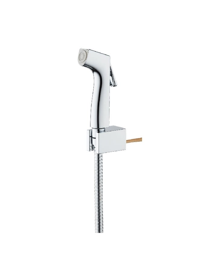 Chrome Finish Modern Push Handle Durable Metal Shattaf Set Silver 4.5 x 19 x 22 cm DH020