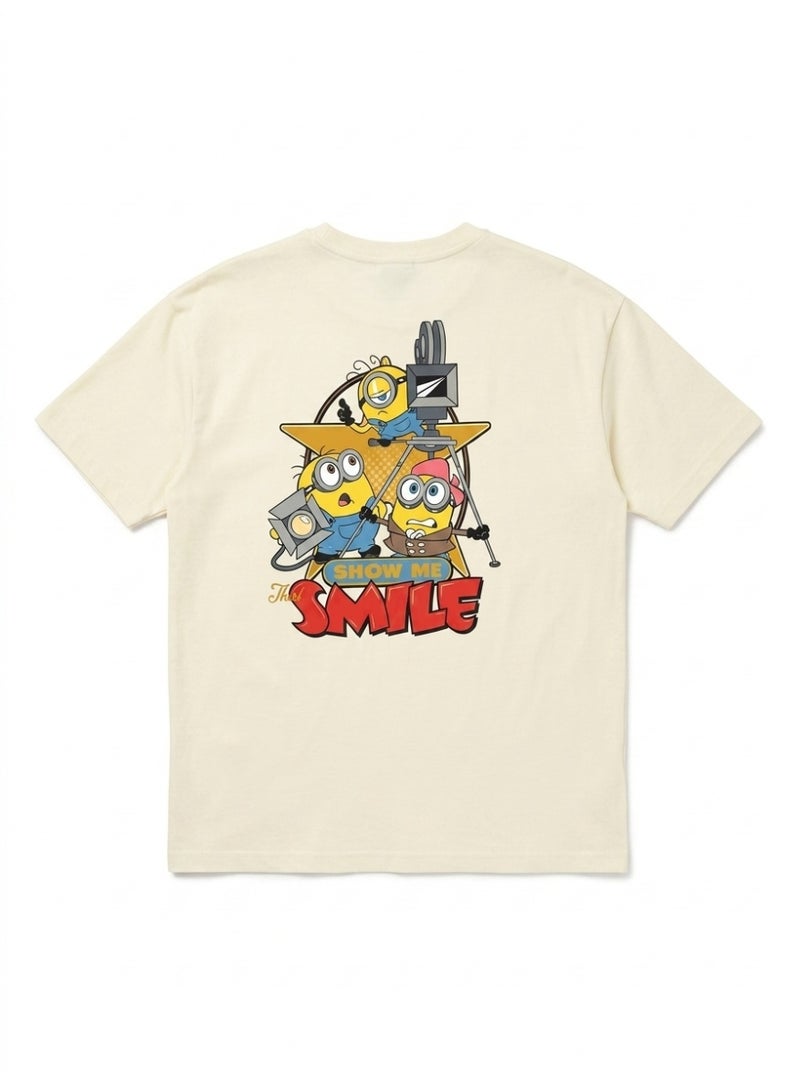 Minions Teen Boys Cream T-Shirt with "SMILE" Graphic Print - Image 3