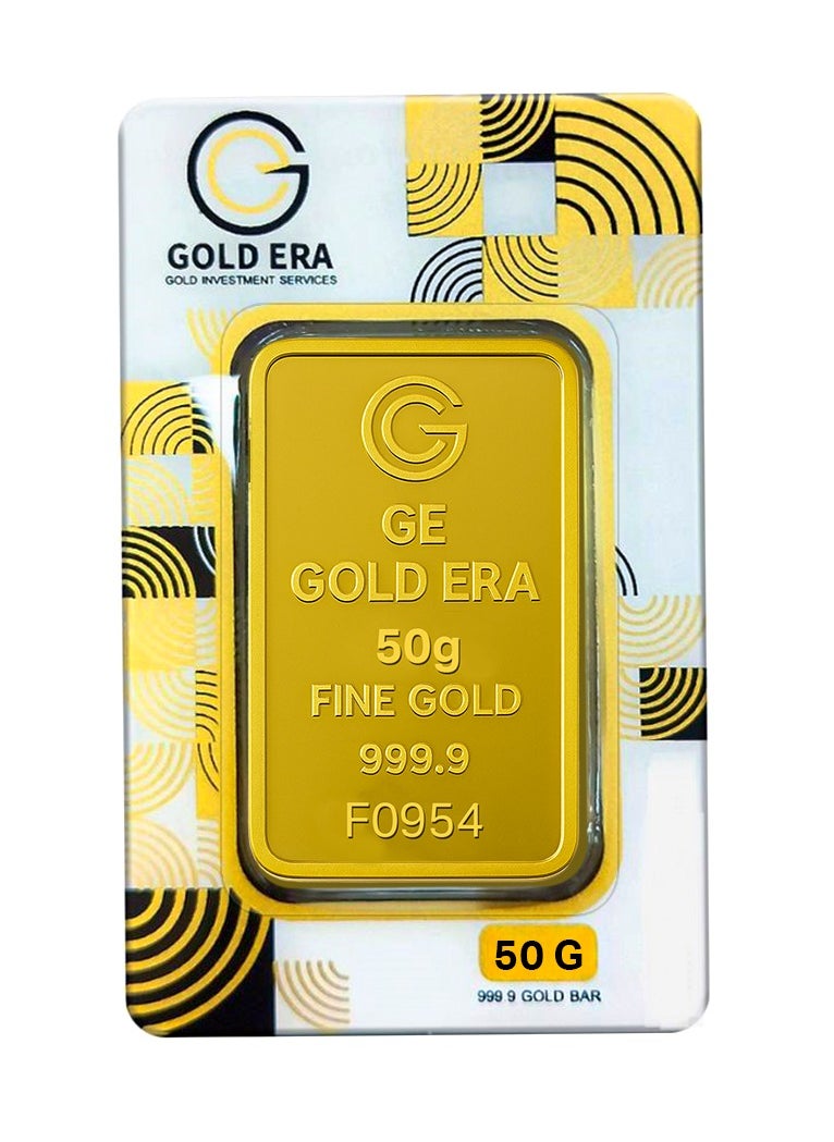 Gold Era GOLD ERA 24K (999.9) 50G Gold Bar - Premium 24 Karat Solid GOLD BAR for Investment, Collectors & Wealth Protection  - Image 1