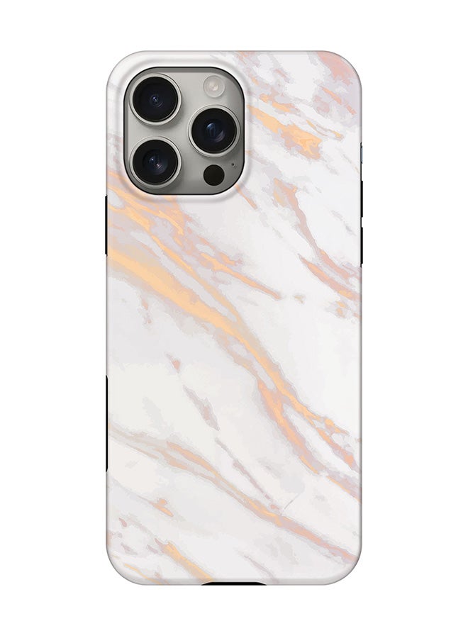 Stylizedd Tough Pro Magnetic Case for iPhone 16 Pro Max, Dual Layer hybrid PC + TPU Mobile Cover Matte - Marble Print Gold Grey - Image 1