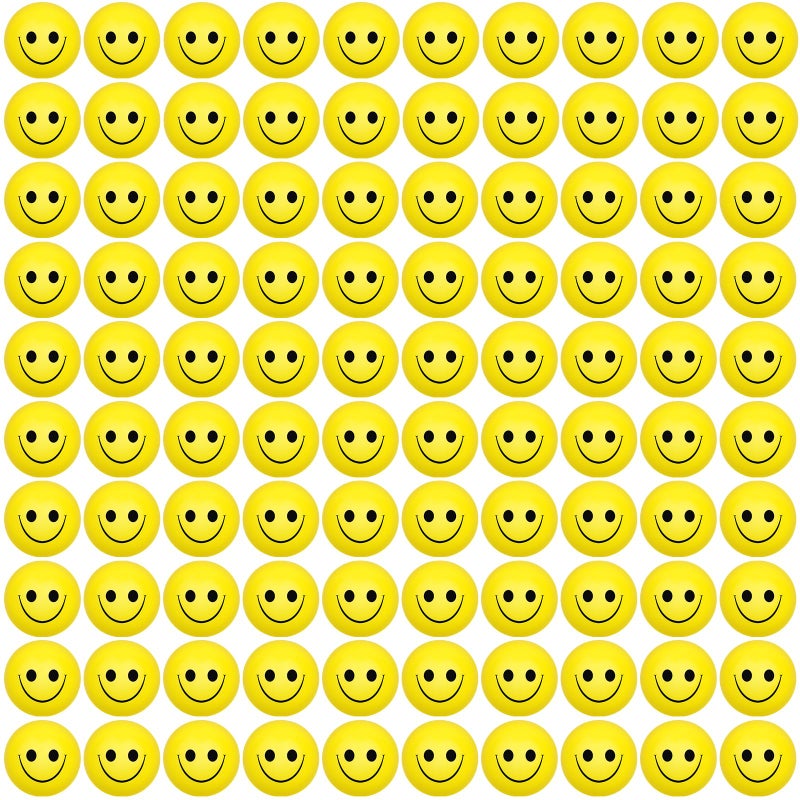 Oleitodh 96 Pack Smile Face Stress Balls Bulk 2 Inch Funny Face Stress Relief Balls Yellow Mini Squeeze Balls Foam Smile Face Toys for Finger Exercise School Prizes Party Bag Fillers - Image 3