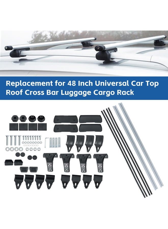 Silscvtt 48 Universal Car Top Roof Rail Cross Bar Luggage Cargo Carrier Rack w/ 3 Kinds Clamp Silver Aluminum - Image 2