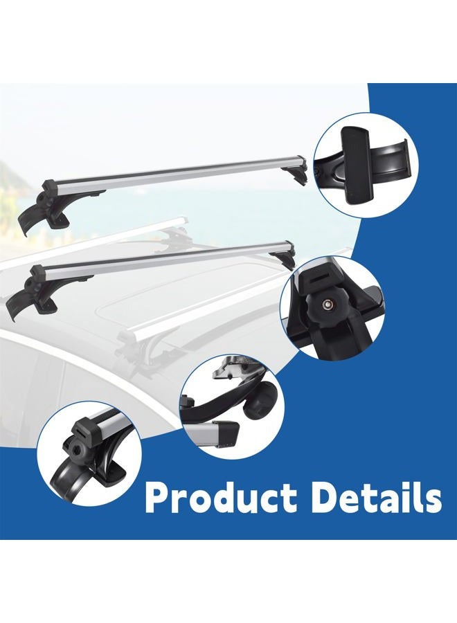 Silscvtt 48 Universal Car Top Roof Rail Cross Bar Luggage Cargo Carrier Rack w/ 3 Kinds Clamp Silver Aluminum - Image 4
