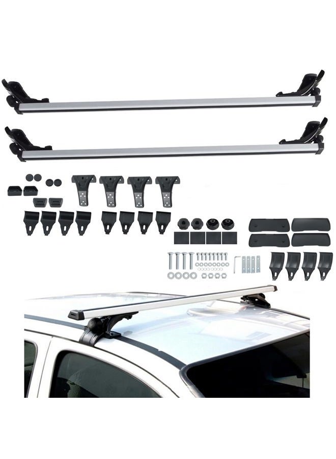 Silscvtt 48 Universal Car Top Roof Rail Cross Bar Luggage Cargo Carrier Rack w/ 3 Kinds Clamp Silver Aluminum - Image 1