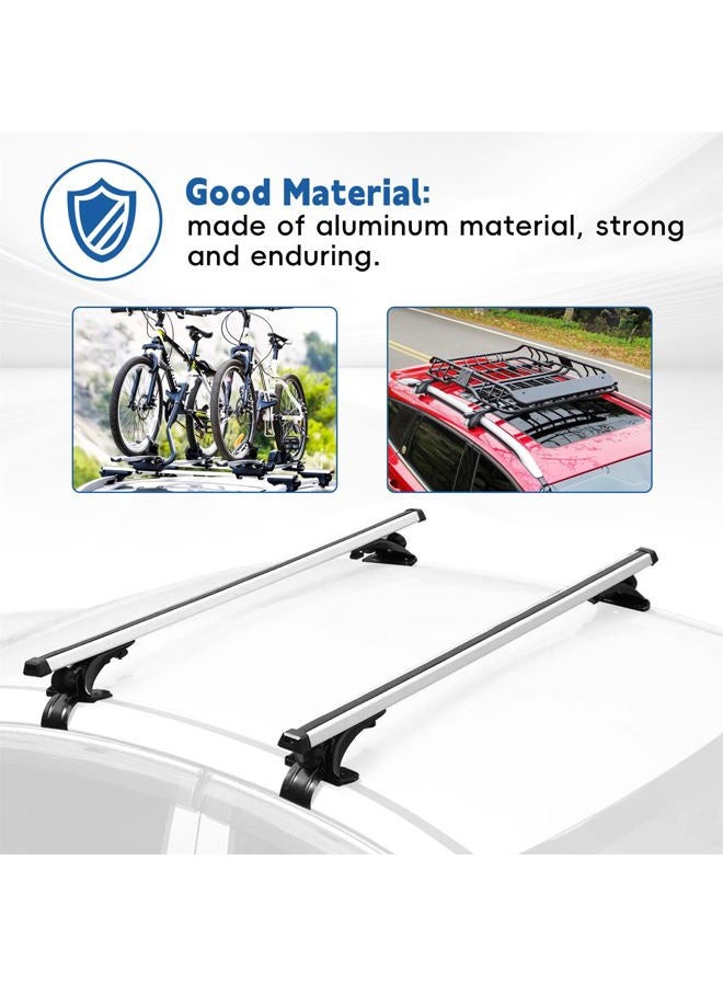 Silscvtt 48 Universal Car Top Roof Rail Cross Bar Luggage Cargo Carrier Rack w/ 3 Kinds Clamp Silver Aluminum - Image 3