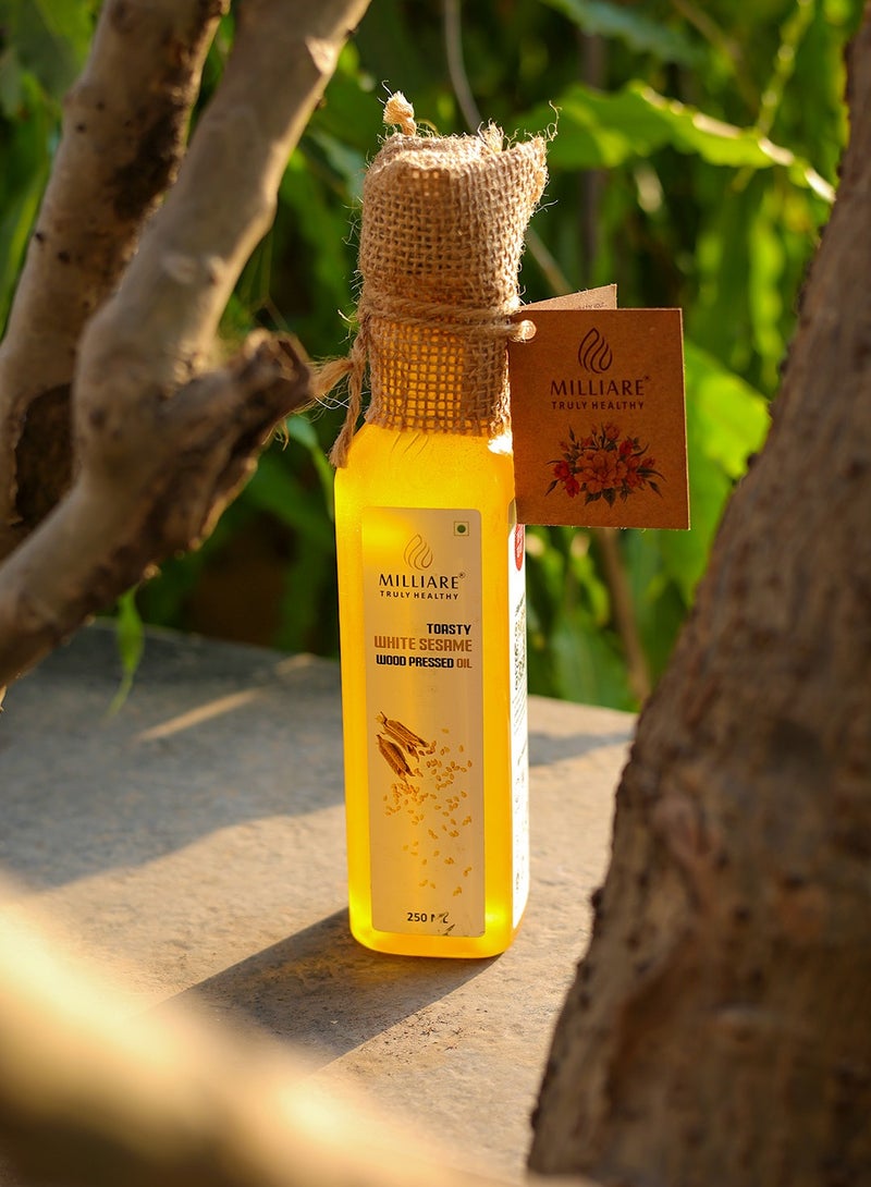 Milliare Natural (White Sesame) Wood Pressed Oil - 100% Pure Best for Body, Skin & Hair | Natural Sesame | Organic Essential Oil | 250 ml - Image 2
